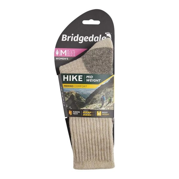 Skarpety do trekkingu damskie Bridgedale HIKE MW COM BO ORI LD. Brązowe skarpetki damskie Bridgedale, bez wzorów, z elastanu. Za 97.99 zł.