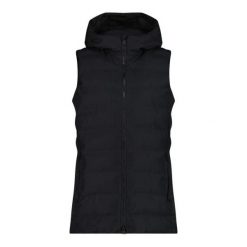 Kurtka bez rękawów z kapturem, zapinana na zamek dla kobiet CMP. Czarne kurtki damskie CMP, bez wzorów, z kapturem. Za 409.99 zł.