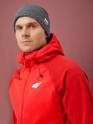 4F Kurtka softshell membrana 20000 męska - czerwona S. Czerwone kurtki męskie 4f, m, bez wzorów, z materiału, bez kaptura, do biegania. W wyprzedaży za 399.99 zł.