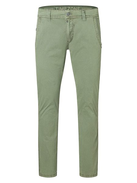 Timezone Spodnie chino "Lui" - Regular fit - w kolorze oliwkowym rozmiar: W33/L32. Brązowe spodnie materiałowe męskie Timezone, bez wzorów. Za 94.95 zł.