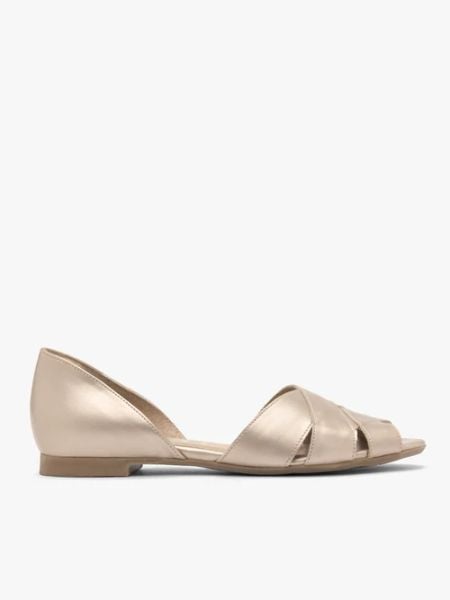 Platynowe sandały peep toe. Szare sandały damskie Brawo sp. z o.o., bez wzorów, ze skóry, bez obcasa, na płaskiej podeszwie. Za 429.99 zł.