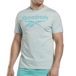 T-shirt sportowy męski Reebok HJ9966. Niebieskie t-shirty męskie Reebok, m, bez wzorów, bez kołnierzyka. Za 69.00 zł.