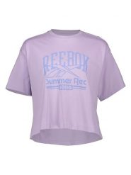 Reebok Koszulka w kolorze fioletowym rozmiar: S. Różowe bluzki damskie Reebok, s, bez wzorów, z bawełny, bez kołnierzyka, bez ramiączek. Za 52.67 zł.