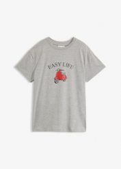 Luźny T-shirt z bawełny. Białe t-shirty damskie bonprix, bez wzorów, z bawełny, bez kołnierzyka. Za 27.99 zł.