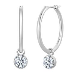 Lulu & Jane Kolczyki z mosiadzu w kolorze srebrnym z krysztalem 1 ct Damski. Szare kolczyki damskie Lulu & Jane, z kryształem, srebrne. Za 149.99 zł.