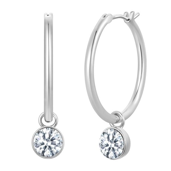 Lulu & Jane Kolczyki z mosiadzu w kolorze srebrnym z krysztalem 1 ct Damski. Szare kolczyki damskie Lulu & Jane, z kryształem, srebrne. Za 149.99 zł.