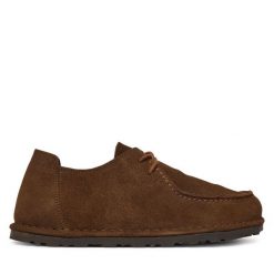 Półbuty Birkenstock. Brązowe półbuty damskie Birkenstock, bez wzorów, bez obcasa, na płaskiej podeszwie. Za 719.99 zł.