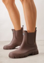 Brązowe Kalosze o Fasonie Sztybletów z Antypoślizgową Podeszwą Uemaeno. Brązowe kalosze damskie Born2be, bez wzorów, z jeansu. Za 79.99 zł.