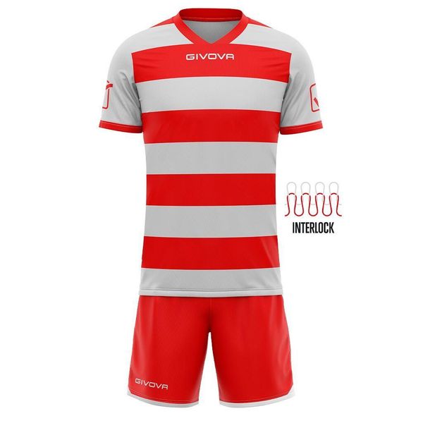 Komplet treningowy rugby - koszulka i spodenki, 100% poliester. Czerwone bluzki sportowe damskie Givova, m, z materiału, na fitness i siłownię. Za 107.91 zł.
