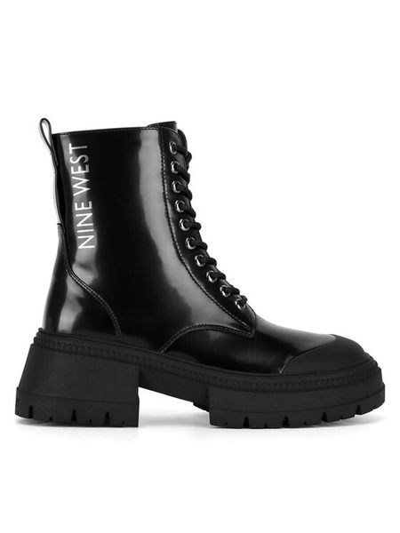 Nine West Trzewiki WFA3033-5 Czarny. Czarne botki damskie Nine West, z materiału, bez obcasa, na płaskiej podeszwie, bez zapięcia. Za 195.99 zł.