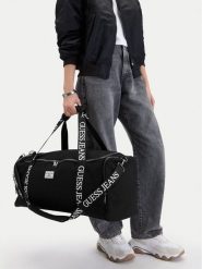 Guess Jeans Torba weekendowa CWBEO-GUESS-B-008-09 Czarny. Czarne torebki klasyczne damskie Guess Jeans, z aplikacjami, z jeansu, bez dodatków. Za 299.99 zł.