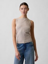 GAP Top w kolorze jasnobrązowo-białym rozmiar: S. Brązowe topy damskie GAP, s, bez wzorów, bez kołnierzyka. Za 52.42 zł.