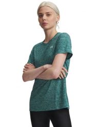 Under Armour Koszulka sportowa "Twist" w kolorze zielonym rozmiar: S. Zielone bluzki sportowe damskie Under Armour, s, z materiału, bez kołnierzyka, bez ramiączek. Za 82.95 zł.