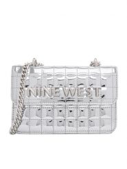 Nine West Torebka EO-Glamercy-Grace-LX10060 Srebrny. Szare torebki klasyczne damskie Nine West, bez wzorów, z materiału, wizytowe, bez kołnierzyka, bez ramiączek. Za 209.99 zł.