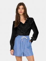 ONLY Bluzka Eleanor 15324229 Czarny Regular Fit. Czarne bluzki damskie Only, s, bez wzorów, z syntetyku, bez ramiączek. Za 69.99 zł.