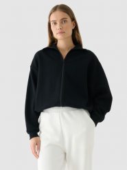 4F Bluza crop top rozpinana bez kaptura damska - czarna XL. Czarne bluzy bez kaptura damskie 4f, xl, bez wzorów, z bawełny, bez ramiączek. W wyprzedaży za 79.99 zł.