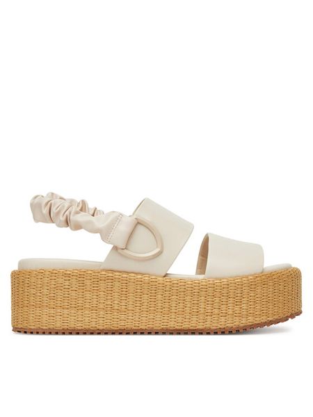 Blauer Sandały S5OPAL04/RAF Écru. Sandały damskie Blauer, bez wzorów, ze skóry, bez obcasa, na koturnie. Za 469.99 zł.