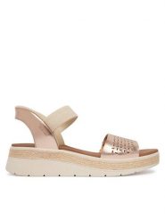 Skechers Sandały Bobs Sun Ray 114415/RSGD Złoty. Żółte sandały damskie Skechers, bez wzorów, ze skóry, bez obcasa, na płaskiej podeszwie. Za 319.99 zł.