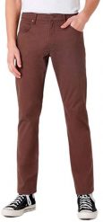 SPODNIE MĘSKIE WRANGLER GREENSBORO COCO BROWN W15QW3H07 112127108. Brązowe spodnie materiałowe męskie Wrangler, bez wzorów, z materiału. Za 209.99 zł.