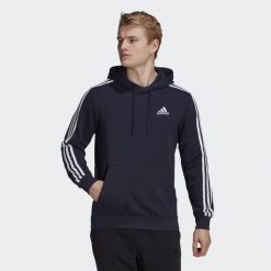 Bluza z Kapturem Essentials 3-Stripes Rozmiar XS Niebieski - GK9081. Białe bluzy sportowe męskie Adidas, bez wzorów, z bawełny, bez kołnierzyka, bez ramiączek. Za 229.00 zł.