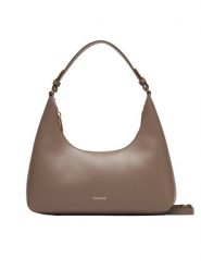 Calvin Klein Torebka Foil Logo Conv Shoulder Bag LV04F3272G Beżowy. Brązowe torebki klasyczne damskie CALVIN KLEIN, bez wzorów, ze skóry, bez dodatków. Za 489.99 zł.