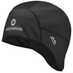 Czapka rowerowa zimowa dla dorosłych Rockbros YPP044 z otworami na okulary. Czarne czapki męskie ROCKBROS, na zimę, bez wzorów, z materiału. Za 49.90 zł.