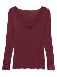 Vero Moda Bluzka w kolorze bordowym rozmiar: L. Czerwone bluzki damskie Vero Moda, l, bez wzorów, z koronki, bez kołnierzyka, bez ramiączek. Za 91.95 zł.