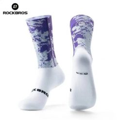 Skarpety rowerowe, kolarskie, sportowe kompresyjne do połowy łydki ROCKBROS. Czarne skarpetki damskie ROCKBROS, bez wzorów, z materiału. Za 59.99 zł.