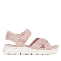 Sandały Skechers. Czerwone sandały damskie Skechers, bez wzorów, bez obcasa, na płaskiej podeszwie. Za 179.99 zł.