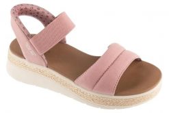 Sandały damskie, Slip-Ins: BOBS Sun Ray. Czerwone sandały damskie Skechers, bez wzorów, z materiału, bez obcasa. Za 239.99 zł.
