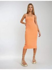 Monki Sukienka w kolorze pomarańczowym rozmiar: M. Pomarańczowe sukienki damskie Monki, m, bez wzorów, bez kołnierzyka, bez ramiączek, midi. Za 69.99 zł.