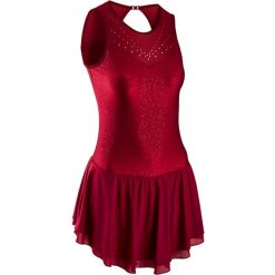 TUNIKA DO JAZDY FIGUROWEJ NA ŁYŻWACH. Czerwone tuniki damskie OXELO, xs, bez wzorów, z materiału, bez kołnierzyka, bez ramiączek. Za 219.99 zł.