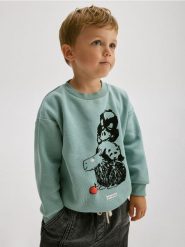 Bluza z nadrukiem - jasnozielony. Zielone bluzy i bluzki niemowlęce Reserved, bez wzorów, z bawełny, bez ramiączek, bez kaptura. W wyprzedaży za 22.99 zł.