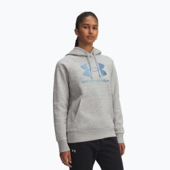 Bluza Under Armour Rival Feelce Shimmer Hoody. Szare bluzy bez kaptura damskie Under Armour, bez wzorów, bez ramiączek, bez kaptura. Za 209.99 zł.