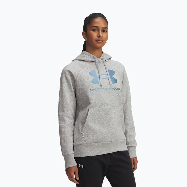 Bluza Under Armour Rival Feelce Shimmer Hoody. Szare bluzy bez kaptura damskie Under Armour, bez wzorów, bez ramiączek, bez kaptura. Za 209.99 zł.