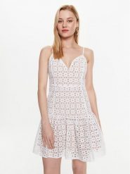 MICHAEL Michael Kors Sukienka codzienna MS381N18BK Biały Regular Fit. Białe sukienki damskie MICHAEL Michael Kors, na co dzień, bez wzorów, z bawełny, bez kołnierzyka, bez ramiączek, proste. Za 1,259.00 zł.