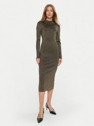 MICHAEL Michael Kors Sukienka dzianinowa MF482KPAFB Złoty Slim Fit. Żółte sukienki damskie MICHAEL Michael Kors, l, bez wzorów, z dzianiny, bez kołnierzyka, bez ramiączek. Za 749.99 zł.