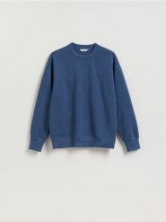 Bluza z drobnym haftem - granatowy. Niebieskie bluzy bez kaptura męskie Reserved, l, z bawełny. Za 119.99 zł.