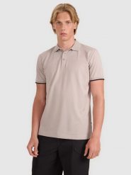 4F Koszulka polo regular męska - szara XXL. Szare koszulki polo męskie 4f, m, bez wzorów, z bawełny, bez ramiączek. Za 89.99 zł.