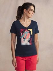 T-shirt damski TBS Sabba. Niebieskie t-shirty damskie Tbs, l, bez wzorów, z bawełny, bez kołnierzyka. Za 153.50 zł.