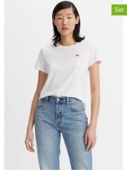 Levi's Koszulki (2 szt.) w kolorze białym i czerwonym rozmiar: M. Białe t-shirty damskie Levi's, m, bez wzorów, z bawełny, bez kołnierzyka. Za 136.13 zł.