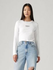 Levi's Koszulka w kolorze białym rozmiar: S. Białe bluzki damskie Levi's, s, bez wzorów, z bawełny, bez kołnierzyka, bez ramiączek. Za 74.63 zł.