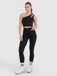 4F Legginsy treningowe szybkoschnące 4F x Anna Lewandowska - czarne M. Czarne legginsy damskie 4f, m, bez wzorów, z dzianiny. Za 149.99 zł.