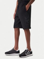 EA7 Emporio Armani Szorty sportowe 7M001491 AF17787 UC001 Czarny Regular Fit. Czarne szorty męskie EA7 Emporio Armani, bez wzorów, z bawełny, sportowe. Za 449.99 zł.