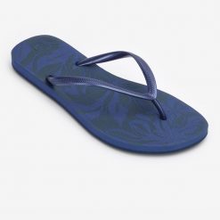 Japonki damskie Olaian 500 Flowy. Niebieskie klapki damskie OLAIAN, bez wzorów, bez obcasa. Za 54.99 zł.