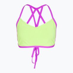 Góra od stroju pływackiego Speedo Neon Freestyler Top. Zielone topy sportowe damskie Speedo, bez wzorów, z materiału, bez ramiączek. Za 83.99 zł.