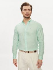 Tommy Hilfiger Koszula MW0MW34602 Zielony Regular Fit. Zielone koszule męskie Tommy Hilfiger, m, bez wzorów, ze lnu, bez kołnierzyka, bez ramiączek. Za 309.99 zł.