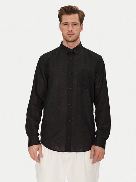 Calvin Klein Koszula K10K114488 Czarny Regular Fit. Czarne koszule męskie CALVIN KLEIN, l, bez wzorów, z bawełny, bez kołnierzyka, bez ramiączek. Za 309.99 zł.