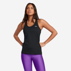 Koszulka bez rękawów damska HeatGear® Armour Racer. Topy sportowe damskie Under Armour, s, bez wzorów, z materiału, bez ramiączek. Za 79.99 zł.