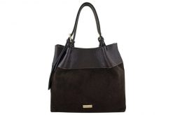 Elegancka torebka damska z naturalnego zamszu - Brązowa ciemna. Brązowe torebki klasyczne damskie Barberinis, bez wzorów, z jeansu, duże, zamszowe, bez dodatków. Za 349.99 zł.